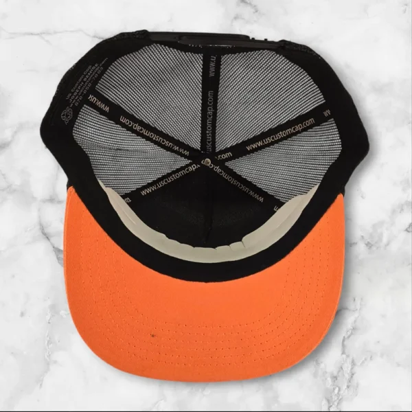 Premium Trucker Mesh Blank Black/Orange - Image 5