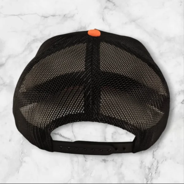 Premium Trucker Mesh Blank Black/Orange - Image 3