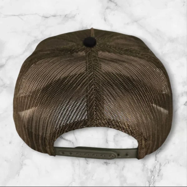 Premium Trucker Mesh Blank Olive/Black/Orange - Image 4