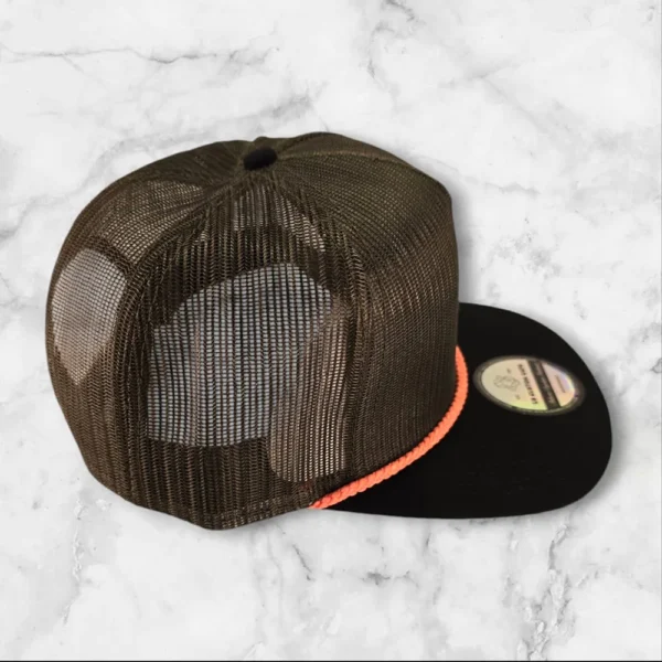 Premium Trucker Mesh Blank Olive/Black/Orange - Image 3